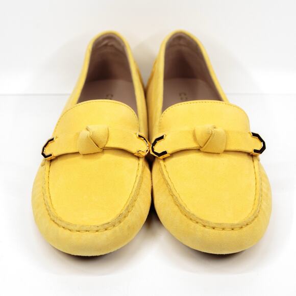 COLE HAAN‎ Evelyn Bow Driving Loafer Suede Preppy Classic Butter Yellow Sz 7.5 - Picture 4 of 9